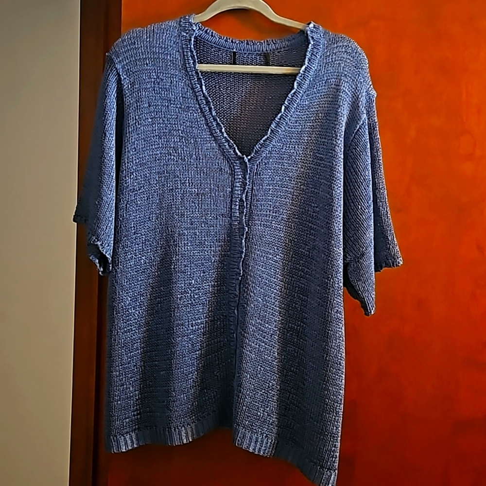See through knit sweater 24 in.pit to pit, 28 long. GREAT MATERIAL